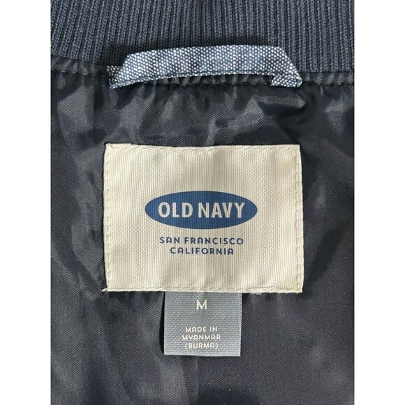 Old Navy Women's Rib Collar Quilted Chambray Print Vest in Blue - Sz M - Picture 5 of 8